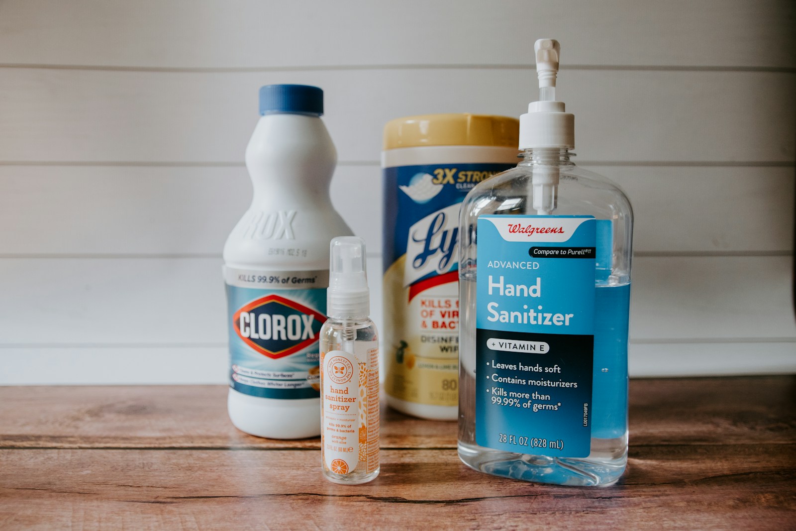 Photo by Kelly Sikkema a bottle of hand sanitizer next to a bottle of hand sanitizer